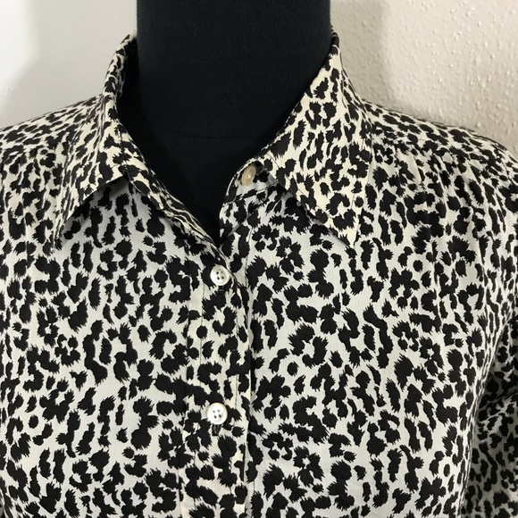J. Crew Animal Print Button Down Blouse. Size 4. - Picture 2 of 6